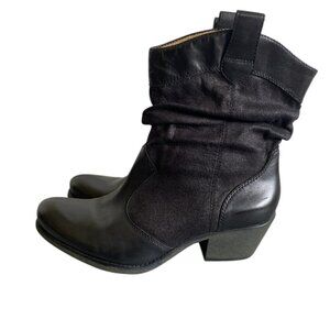 Earth Spirit Leather Slouch Western Black Booties Sz 9​​​​​​